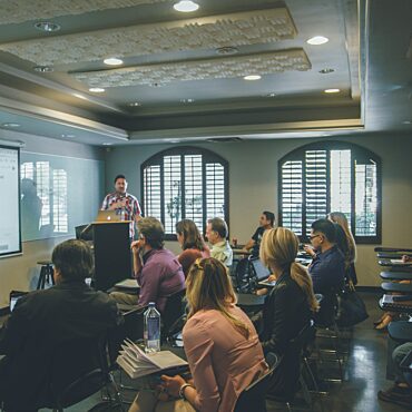 Students attending a seminar.