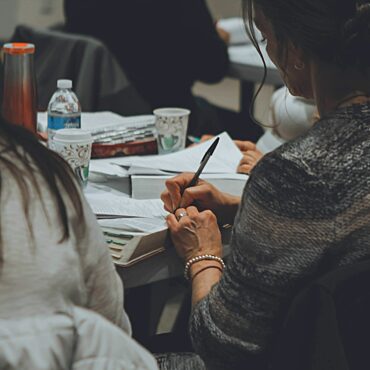 A student making notes.